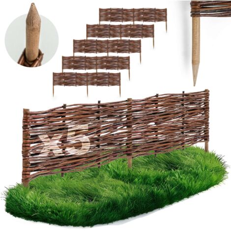 Lot de 5 Bordures Osier Bogateco Saule Naturel 120x20 cm (1/5)