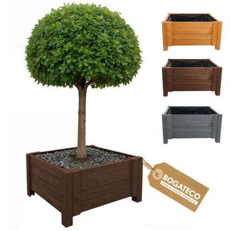 Jardinière Haute Bois Bogateco 50x50x30 cm Géotextile Brun Foncé (1/5)