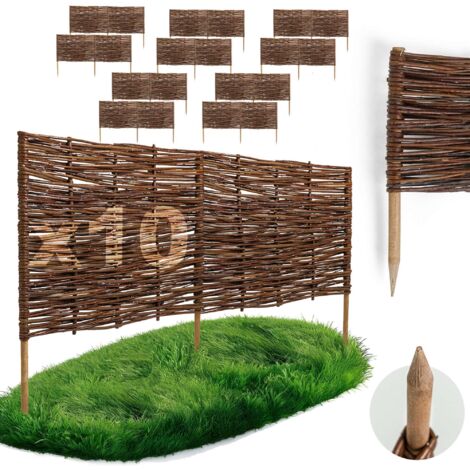 Lot de 10 Bordures Osier Bogateco Saule Naturel 120x40 cm