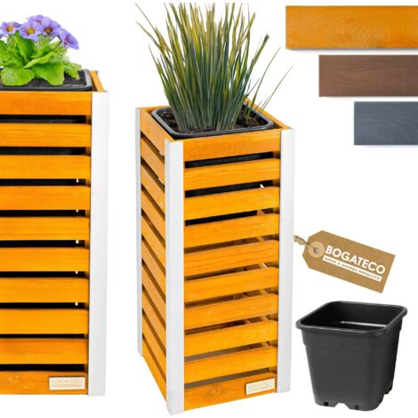 Jardinière Bois Bogateco 82x36x36 cm avec Bac Brun Clair (1/5)