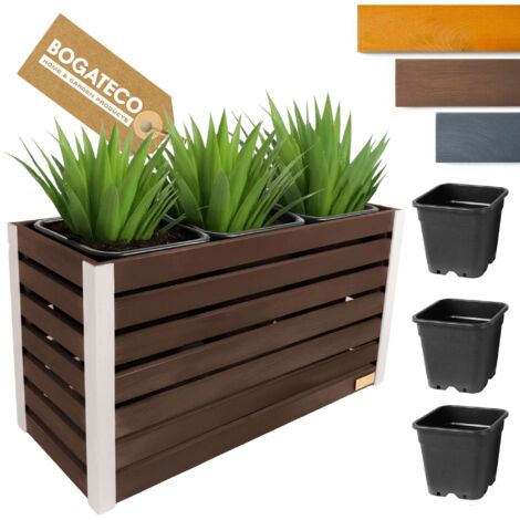 Jardinière Bois Bogateco 57x100x36 cm avec Bac Brun Foncé (1/5)