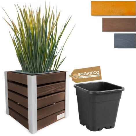Jardinière Bois Bogateco 37x36x36 cm avec Bac Brun Foncé (1/5)