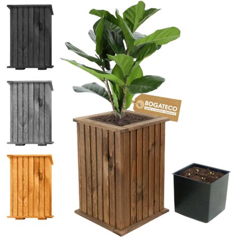 Jardinière Bois Bogateco 40x25x25 cm avec Bac Brun Foncé (1/5)
