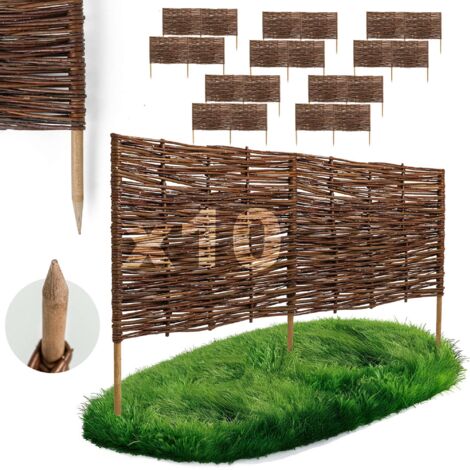 Lot de 10 Bordures Osier Bogateco Saule Naturel 100x40 cm (1/5)