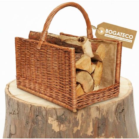 BOGATECO Panier Cheminée Osier Large 51x51 cm avec Jute Naturel (1/5)