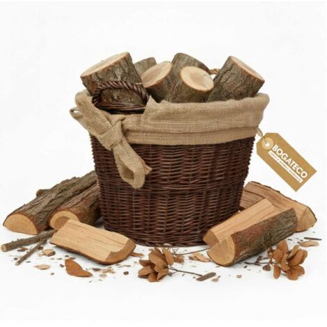 BOGATECO Panier Cheminée Haut en Osier avec Jute 40x39 cm Brun (1/4)