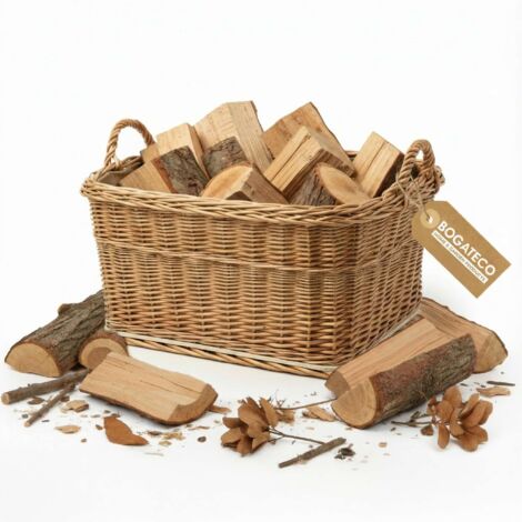 Panier à Bûches Osier 53x43x38 cm - Fond Renforcé Naturel (1/5)