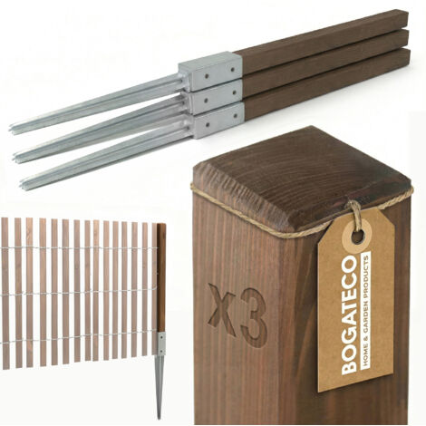 Lot de 3 poteaux bois imprégné Bogateco 5x5x100 cm