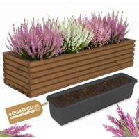 Jardinière Bois Bogateco 64x20x14 cm avec Bac Brun Foncé