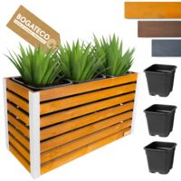 Jardinière Bois Bogateco 57x100x36 cm avec Bac Brun Clair