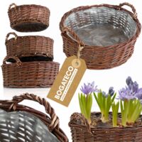 Lot 3 Jardinières Ovales Osier Bogateco Panier Naturel