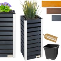 Jardinière Bois Bogateco 82x36x36 cm avec Bac Anthracite
