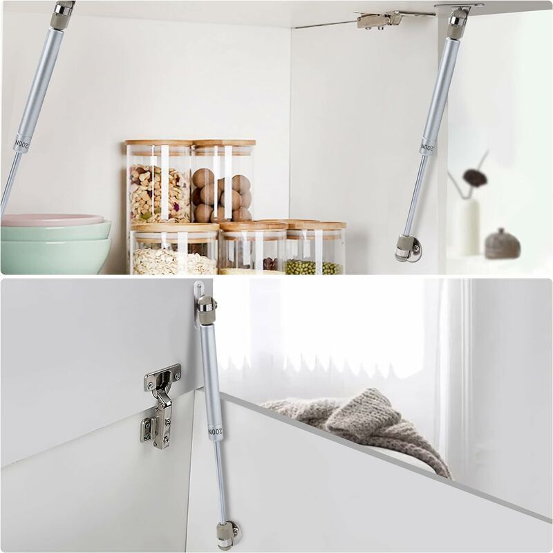 6 Pièces Vérins à Gaz 200 N, 20kg Verin Meuble Ressort Amortisseurs à Gaz Avec Vis, Charniere Porte Cuisine, Pour Levage De Porte Armoire Meuble Cuisine Placard