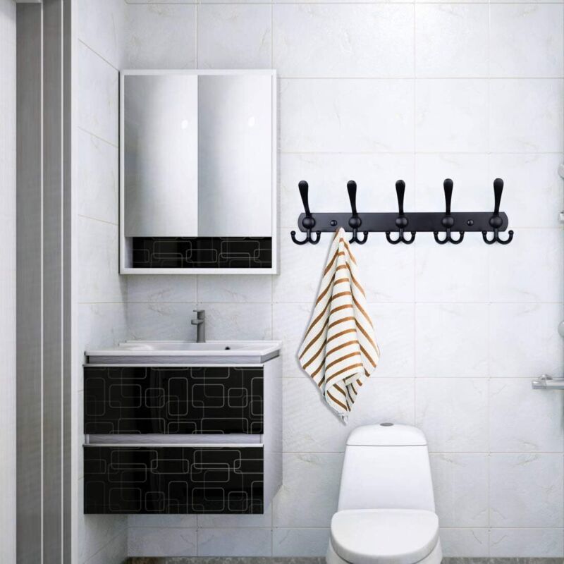 Portemanteau Mural 4 Crochets Acier Inoxydable 304 Finition Satinée - Pour Salle De Bain, Entrée, Cuisine - 12