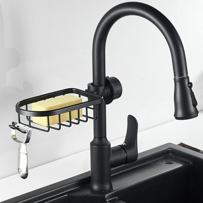Étagère Salle De Bain 3PCS Vinabo - Rangement Douche Sans Percage Avec Porte-Savon Et Crochets, Antirouille Noir