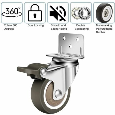 Roulette Pivotante Avec Frein 50 Mm, Set 4 Roulettes Pour Meubles Roulettes Pivotantes Roues Charge Maximale 200kg Noir Noir 88786963