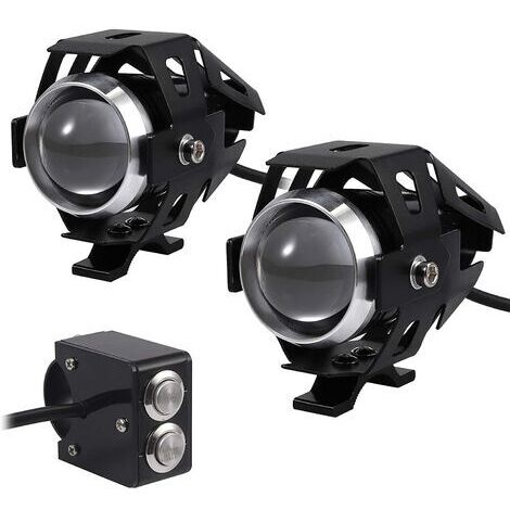 Paire de phares moto 15W LED U5 étanche 3000LM – Tension 12-24V – Modes lumière stable et flash – Installation facile pour guidon 22mm (1/5)