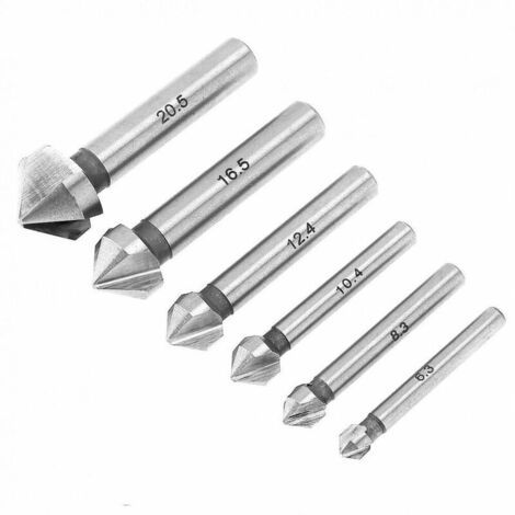 Vuszr – Fraise conique 90° pour bois dur et PVC – 6 fraises HSS 6542 – Diamètres 6.3 à 20.5mm – Coupe nette sans éclat (1/5)