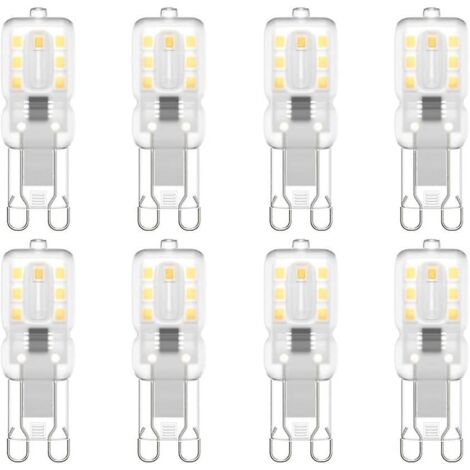 Lot de 8 ampoules LED G9, G9 LED 220 V Blanc naturel 4000 K 3 W équivalent halogène 30 W [Classe énergétique E]