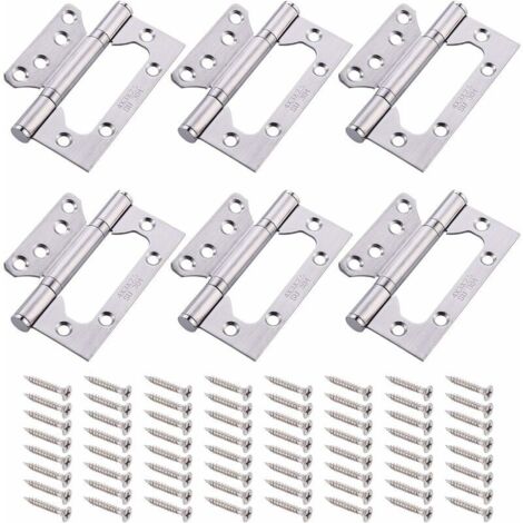 Charnières de Portes 6 Pièces Charnières en Acier Inoxydable 304 Charniere Porte Pliantes 4 Pouces Charniere Roulement à Billes avec 16cps Vis Charnière pour Meubles de Maison (1/6)