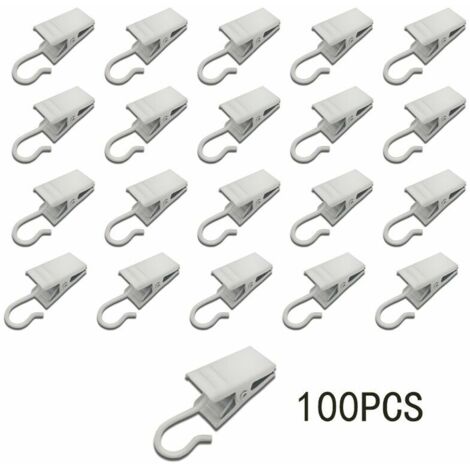 100pcs pinces à rideaux en métal crochets crochets de suspension légers fournitures de décoration de fête (blanc) (1/4)