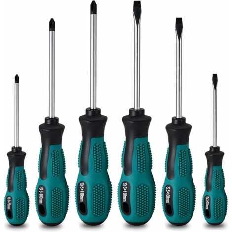 Lucky-88 – Lot de 6 tournevis magnétiques – Acier CRV anti-oxydation – 3 têtes plates et 3 cruciformes – Poignée ergonomique antidérapante (1/3)