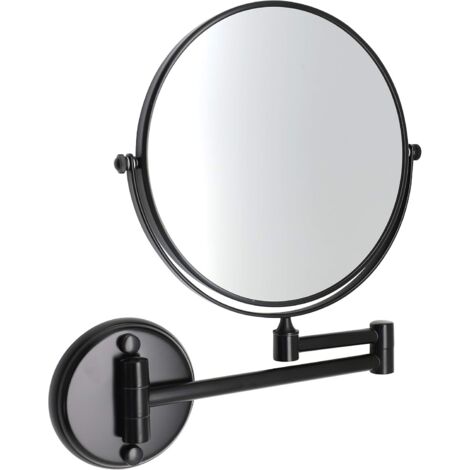 Vuszr – Miroir grossissant lumineux mural 1X/10X – Double face pivotant 360° – Verre plaqué argent haute définition – Dimensions 28x2x30cm - FACE 1 X