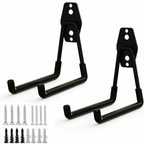 Lucky-88 – Lot de 2 crochets de rangement en acier – Revêtement antidérapant – Support lourd pour échelles, vélos et outils – Installation facile