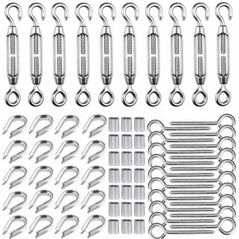 Lucky-88 – Tendeur de câble M5 en acier inoxydable 304 – Lot de 10 pièces – Mécanisme de torsion pour tension précise – Résistant aux intempéries - 16quot