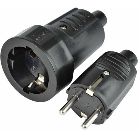 Lot de 2 Fiches Prise Femelle 250V Incassable et Stable Prise Double Jeu de Fiches Male et Femelle（1 pcs）