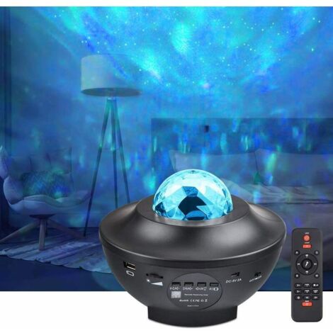 Lumières de projecteur LED Veilleuse Ocean Wave Star Sky avec hautparleur de musique, télécommande, rotation à 360 ° (1/6)