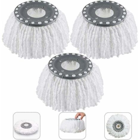 Têtes Microfibre Balai , Mop Heads, Tête de Vadrouille Rechange Rond Têtes Mop Rotation à 360 3Pcs(Diamètre 16 cm), (1/5)