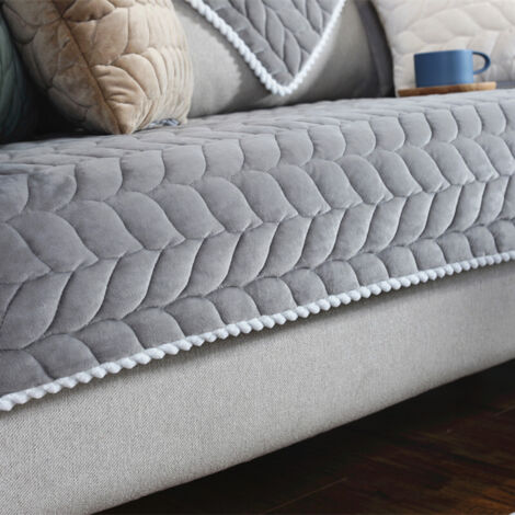 Housse de canapé élastique 70 × 150 - Housse de canapé élastique épaissie en peluche pour salon, maison (gris)