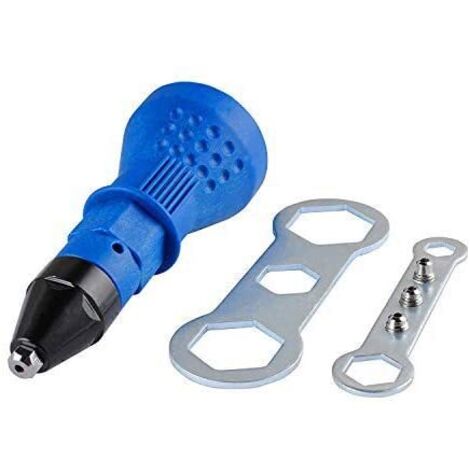 Pistolet à riveter sans fil Kit d'outils de perceuse à rivet électrique Adaptateur de rivet Insert Écrou Accessoires pour outils électriques à main (Bleu) (1/5)