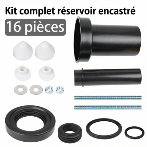 16pcs Kit de raccords pour réservoir encastré  Tube d’évacuation . Tube de chasse . Joint .Vis – Pour toilette suspendue (1/5)