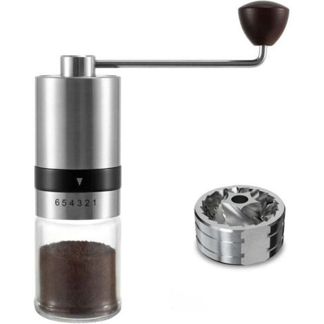 Moulin à café manuel avec 6 réglages réglables CNC en acier inoxydable, moulin à café à la main pour bureau, camping, voyage, cadeaux à la maison (1/5)