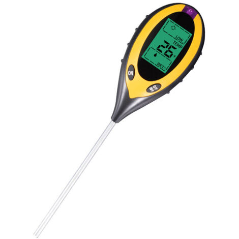 PH Testeur de sol numérique 4 en 1 multifonction Température PH, humidité, éclairage, humidité ambiante, testeur de pH pour ferme de jardin pour pelouse, intérieur et extérieur