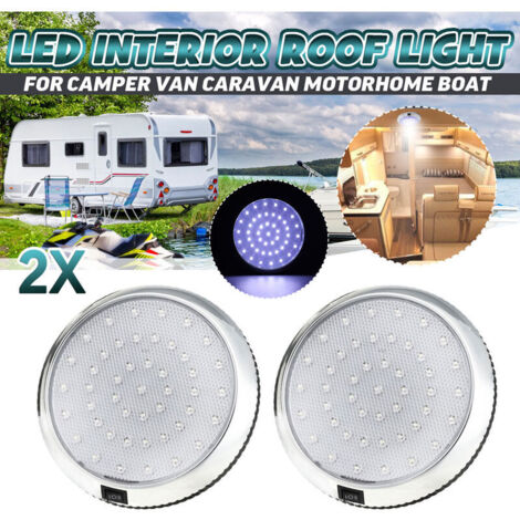 Éclairage intérieur de camping-car 12 V LED - Interrupteur marche/arrêt pour camping-car, caravane, camping-car, bateau, blanc froid, surface chromée