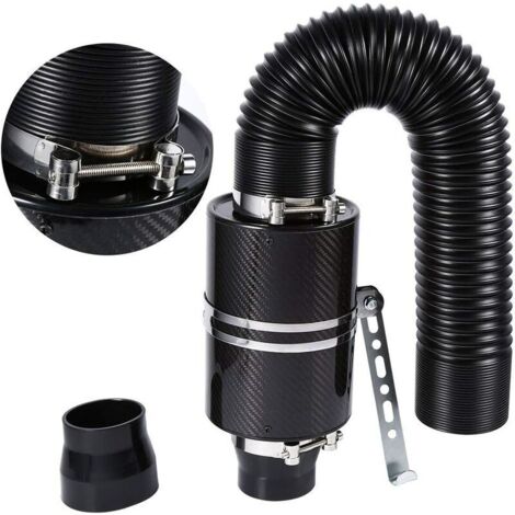Adaptateur de voiture de filtre à air froid en fibre de carbone pour filtre télescopique noir adapté à la voiture (1/5)