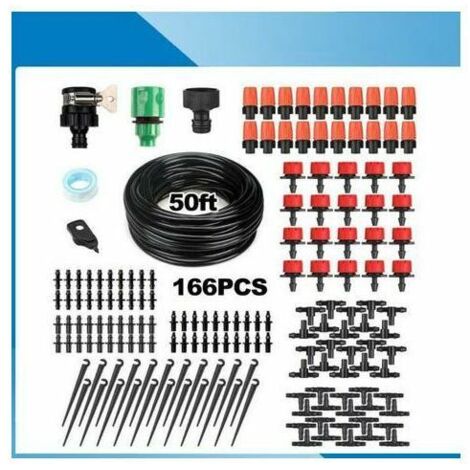 Kit d'irrigation Goutte, Kit Micro Irrigation Goutte à Goutte Jardin Système d'Arrosage Micro Flow Automatique pour Plante de Serre Plate-Bande avec Tuyaux de Distribution Réglables