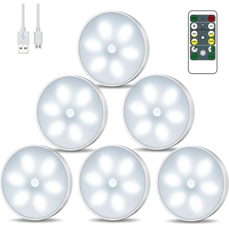 Lampe Placard Veilleuse LED, USB Rechargeable Lot de 6 Lampes de Nuit sans Fil avec Contrôle Tactile et Télécommande Luminosité Réglable Lampe de Armoire Alimenté (1/5)