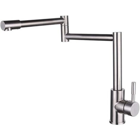 Robinet de cuisine rotatif en acier inoxydable brossé 304 pour cuisine chaude et froide (1/5)