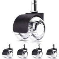 5 Roulette pour Chaise de Bureau 11 x 22 mm - Convient pour tous les sols - Roulements Silencieux à 360°, Résistantes à l'Abrasion sur sols durs et Tapis - Roues Pivotantes Universelles