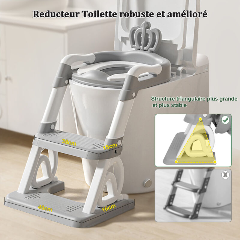 Siège de toilette avec escalier pour enfants,Enfant Réglable et Pliable, Réducteur de Toilette Bébé avec Marches, Entraîneur de Toilette, pour