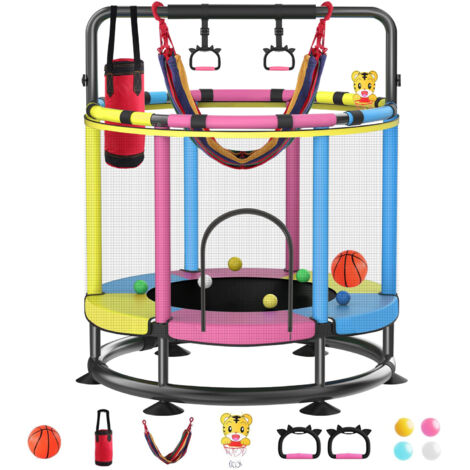 Magicfox – Trampoline pour enfants Ø150cm – Filet de sécurité surélevé – Cadre en acier anticorrosion – Charge max 200kg – Tapis de saut haute élasticité (1/5)