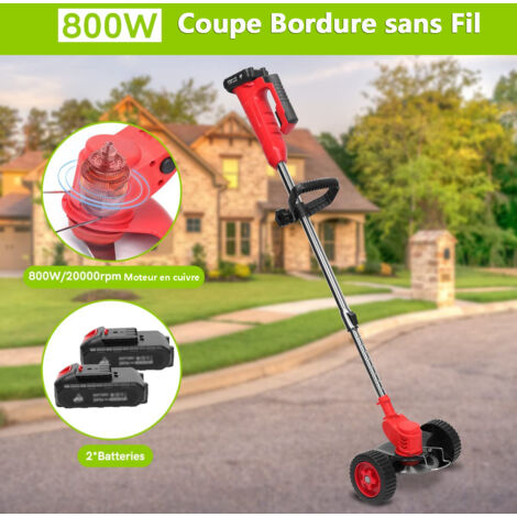 Débroussailleuse à Batterie 21V Avec 2 Batteries 4.0Ah - Coupe Bordure Sans Fil Puissante Pour Jardin Et Élagage