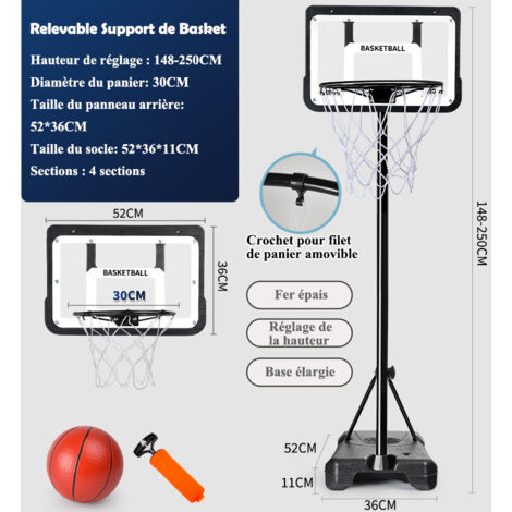 Panier de Basket sur Pied Hauteur Réglable 1,48m à 2,5m avec