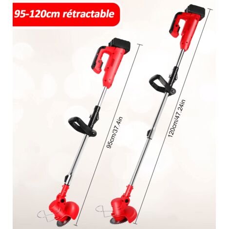 Coupe-bordures Sans Fil 21V 3-en-1 - 2 Batteries 2Ah, 3 Lames (plastique, Acier, Alliage), Manche Télescopique