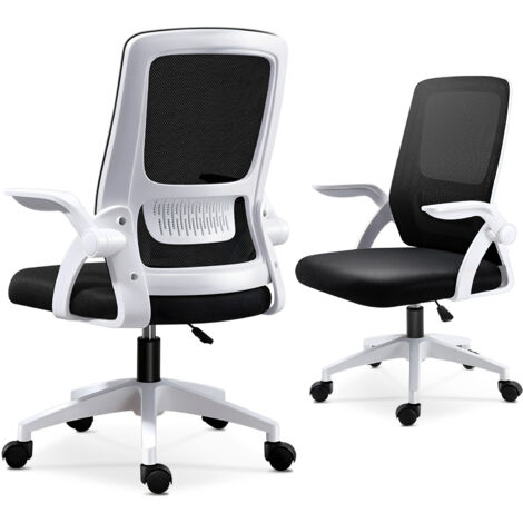 Chaise de bureau - Fauteuil de Bureau Ergonomique avec siège et Dossier en maille, Pivotant, Hauteur Réglable Charge 120 kg - Blanc