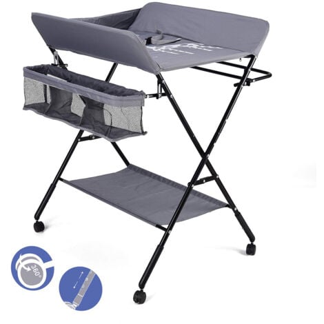 LIONELO Rosie Table à Langer Bébé, Mobile Sur Roulettes, Matelas à
